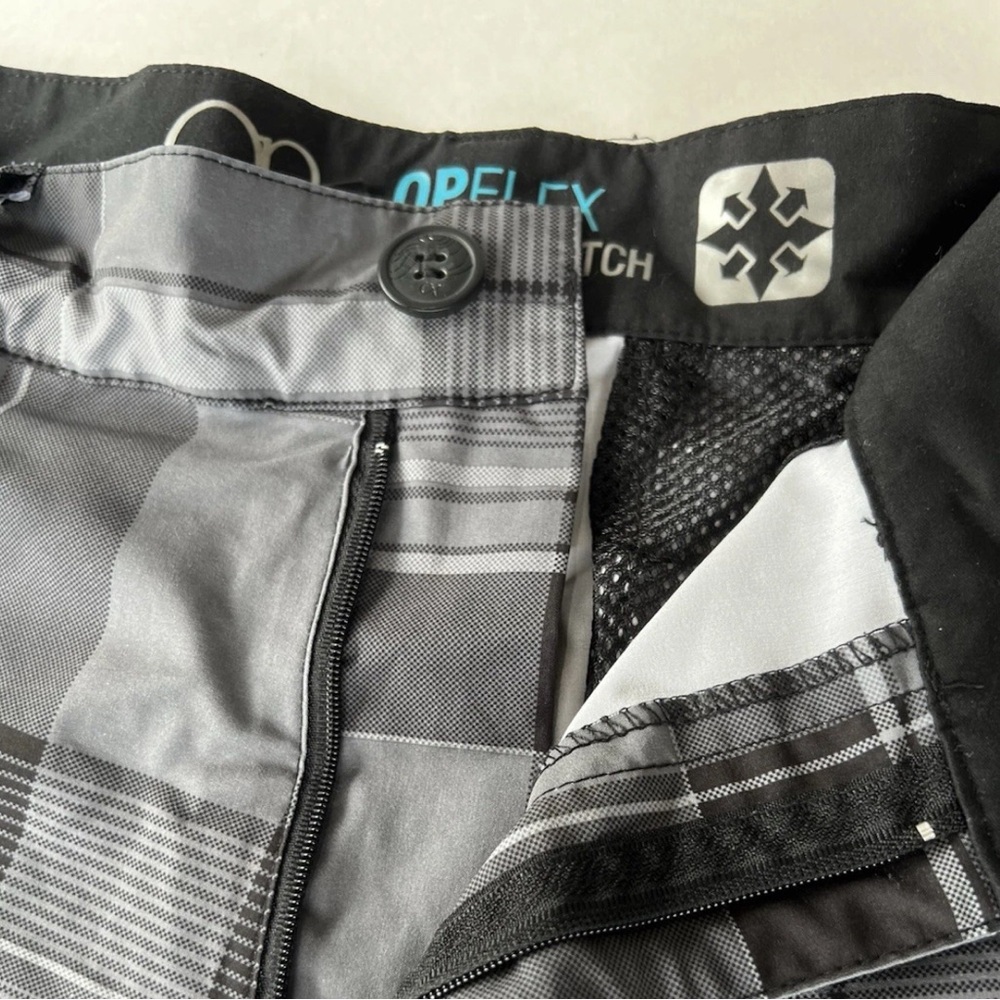 OP Board Shorts Men’s 36 Swim Trunks Black and Gray Plaid NWOT - Picture 4 of 8